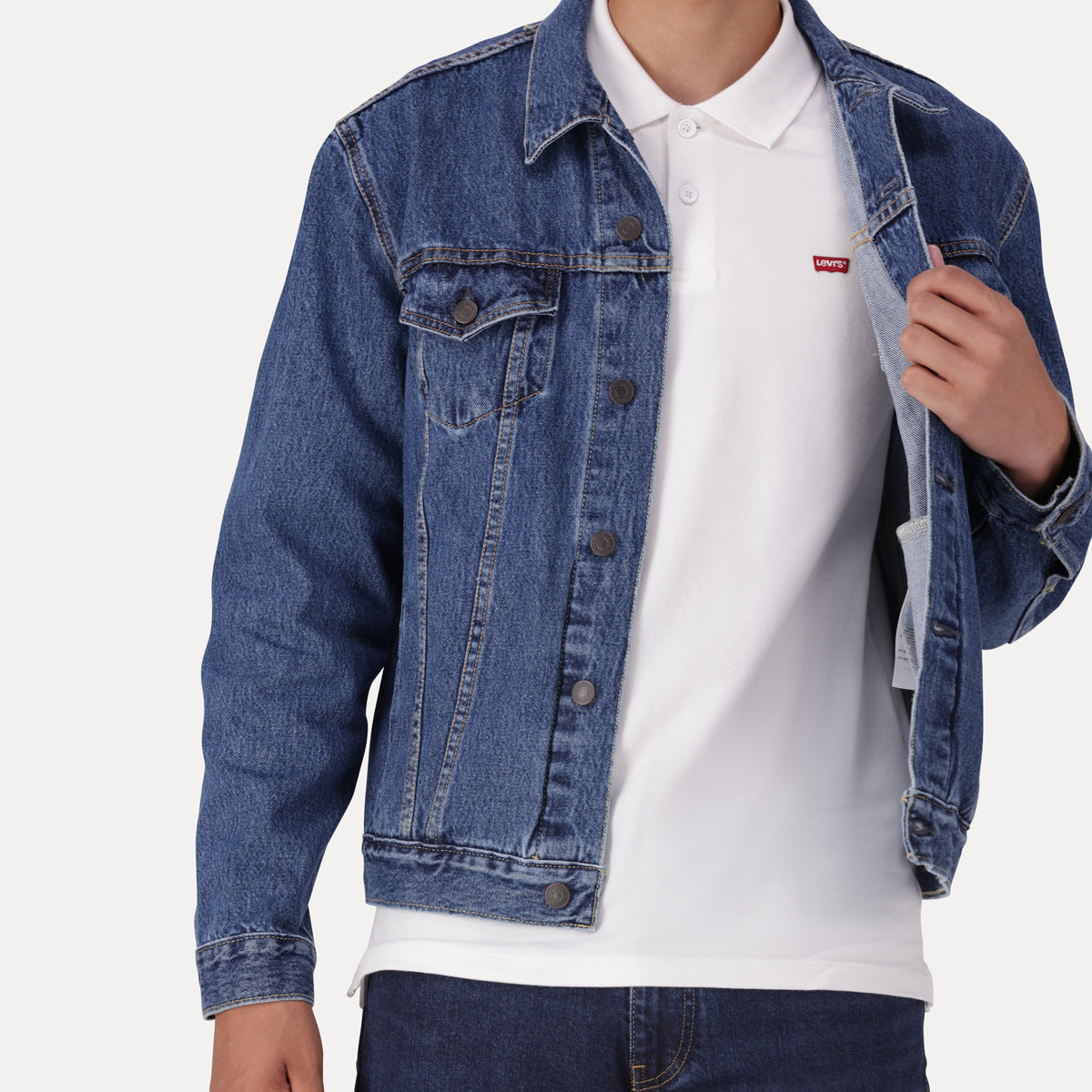 LEVI'S® MEN'S TRUCKER JACKET - MED INDIGO - FLAT FINISH