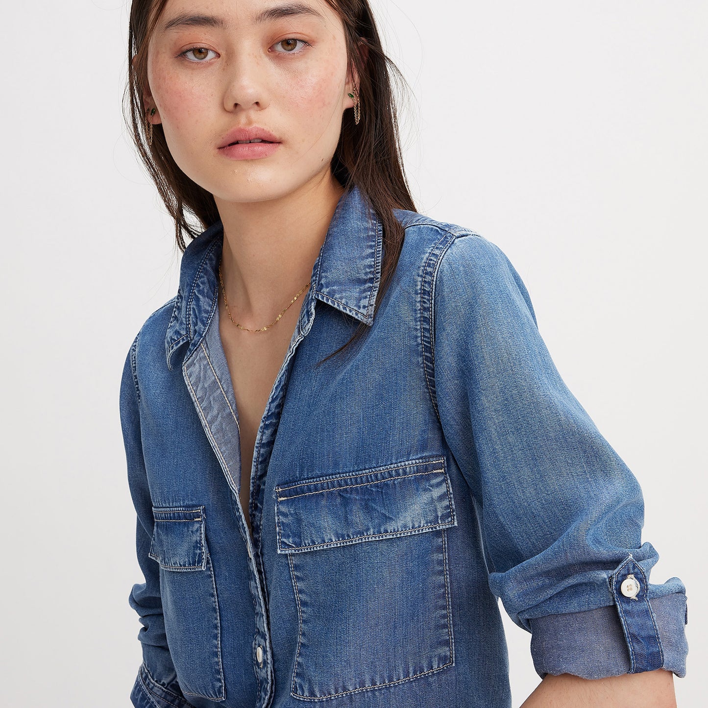 LEVI'S® WOMEN'S DOREEN UTILITY SHIRT - DARK INDIGO - WORN IN