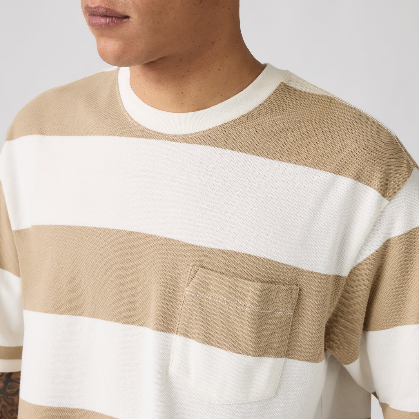 HALF SLEEVE PIQUE TEE RIGBY STRIPE CHINO