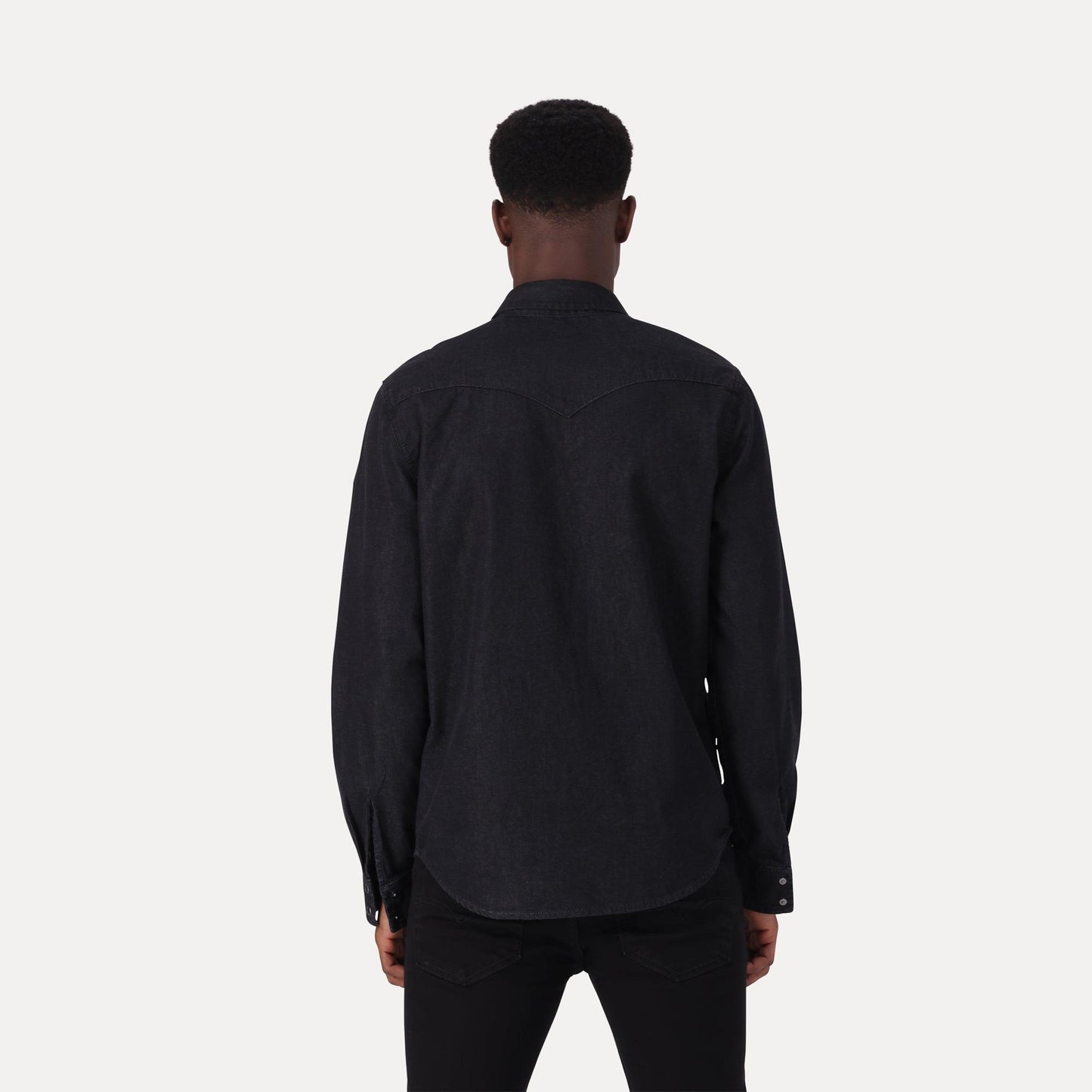 CLASSIC STANDARD FIT WESTERN SHIRT - BLACK