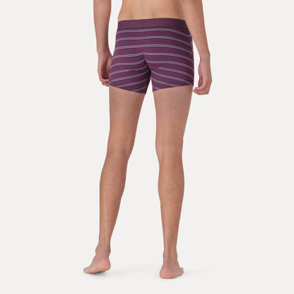 T-SHIRT STRIPE BOXER BRIEFS - BURGUNDY