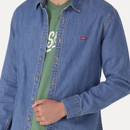 LEVI'S® MEN'S BATTERY HOUSEMARK SLIM FIT SHIRT - MED INDIGO - WORN IN