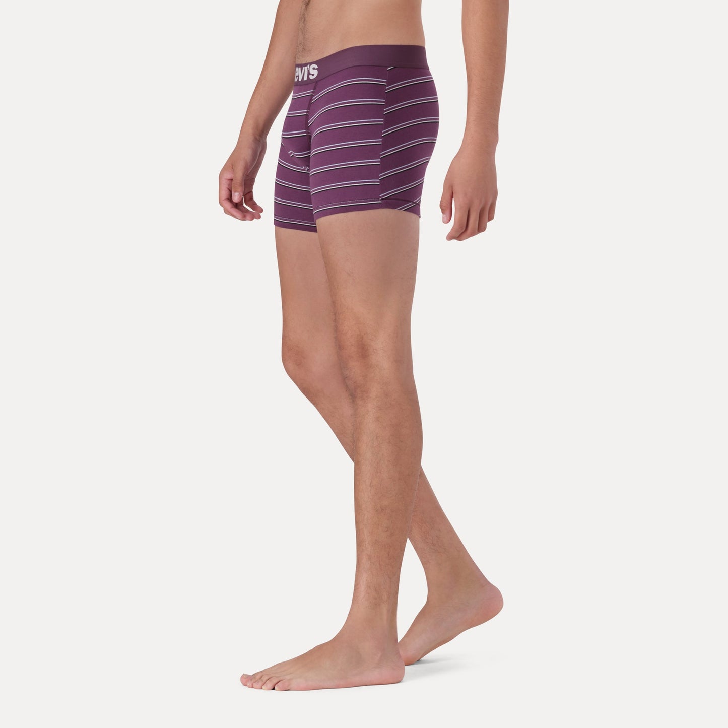 T-SHIRT STRIPE BOXER BRIEFS - BURGUNDY