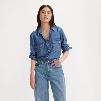 LEVI'S® WOMEN'S DOREEN UTILITY SHIRT - DARK INDIGO - WORN IN