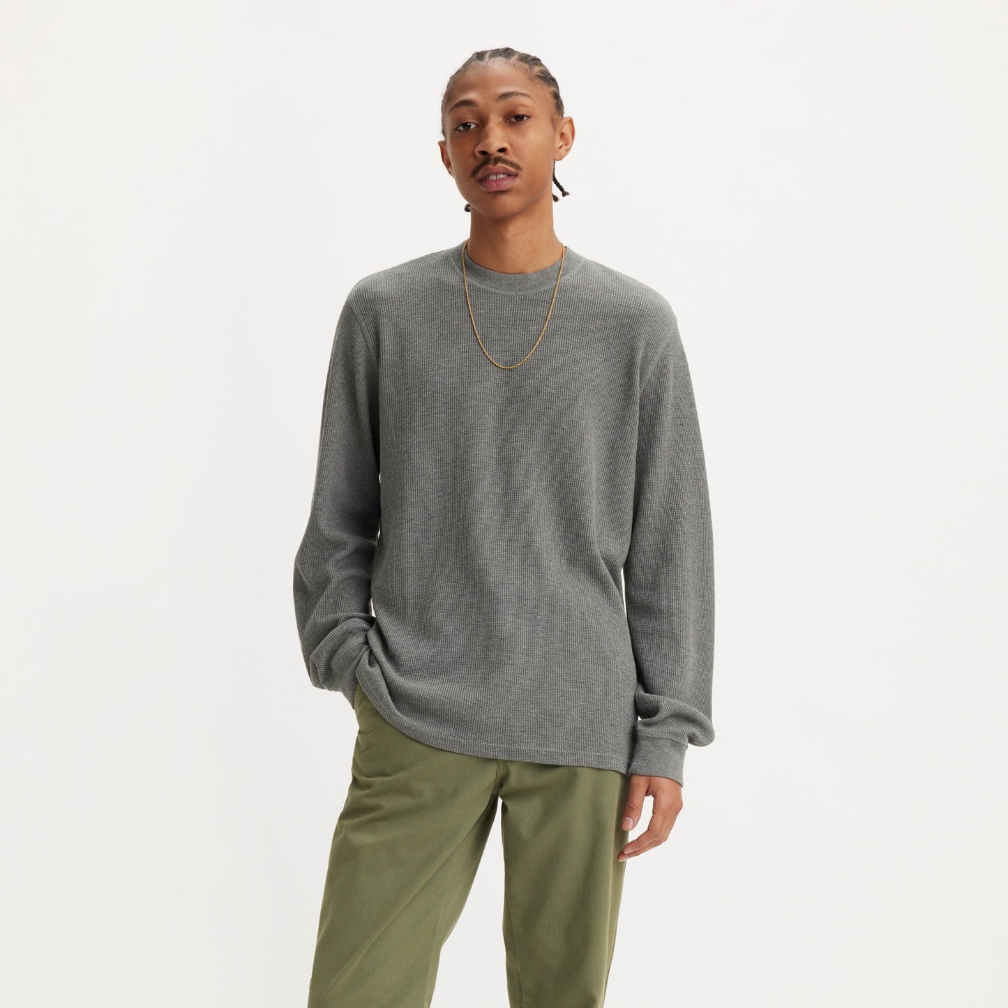 LONG-SLEEVE STANDARD FIT THERMAL T-SHIRT - GREY