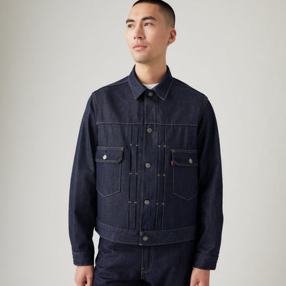LEVI'S® WELLTHREAD® MEN'S TYPE II TRUCKER JACKET - DARK INDIGO - FLAT FINISH