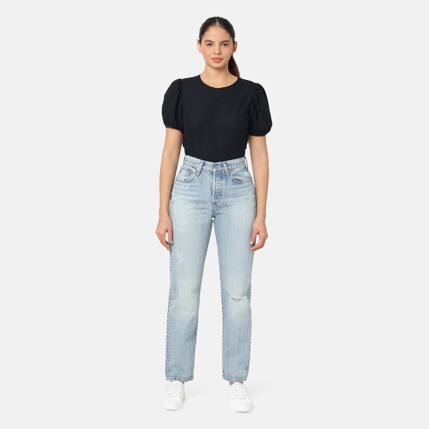 LEVI'S® WOMEN'S 501® ORIGINAL JEANS - LIGHT INDIGO - WORN IN