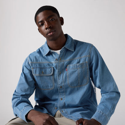 LEVI’S® MEN’S SHORT-SLEEVE AUBURN WORKER SHIRT - MED INDIGO - FLAT FINISH