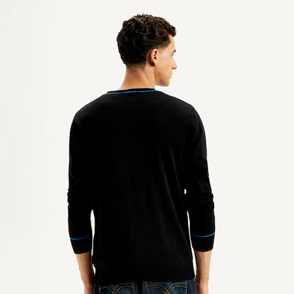 LEVI'S® MEN'S SOLID BLACK CREW NECK SWEATER - BLACK