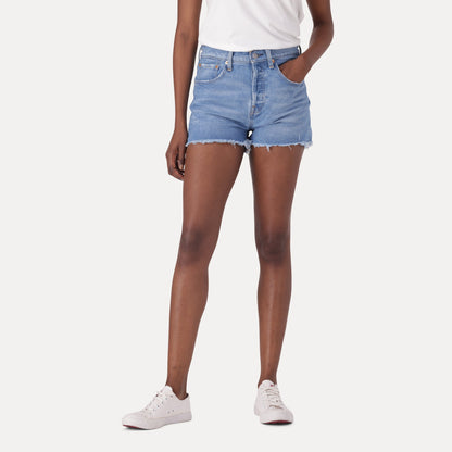 LEVI'S® WOMEN'S 501® ORIGINAL HIGH-RISE JEAN SHORTS - MED INDIGO - WORN IN