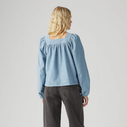 LEVI'S® WOMEN'S AMBER LONG-SLEEVE BLOUSE - MED INDIGO - FLAT FINISH