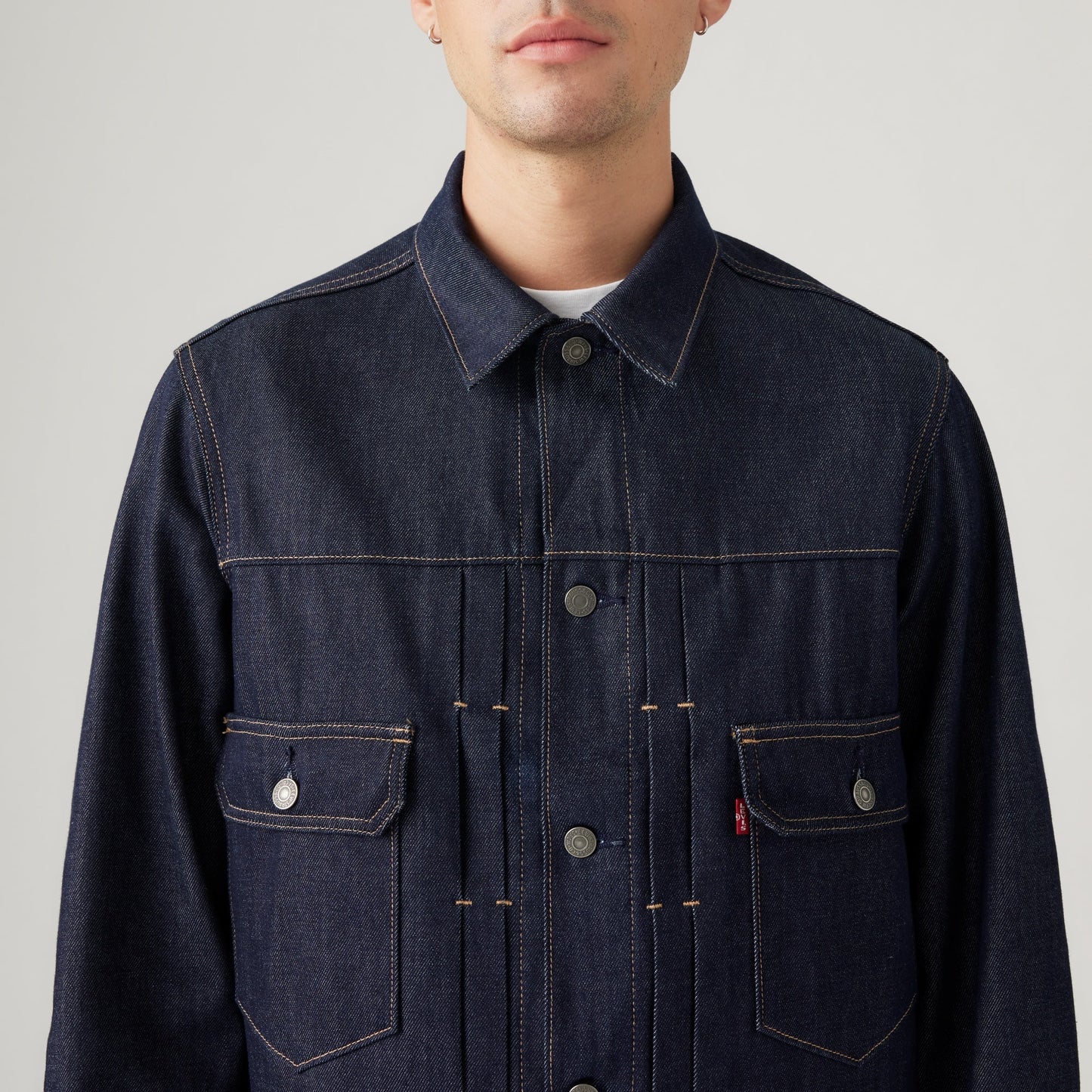 LEVI'S® WELLTHREAD® MEN'S TYPE II TRUCKER JACKET - DARK INDIGO - FLAT FINISH