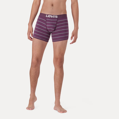 T-SHIRT STRIPE BOXER BRIEFS - BURGUNDY