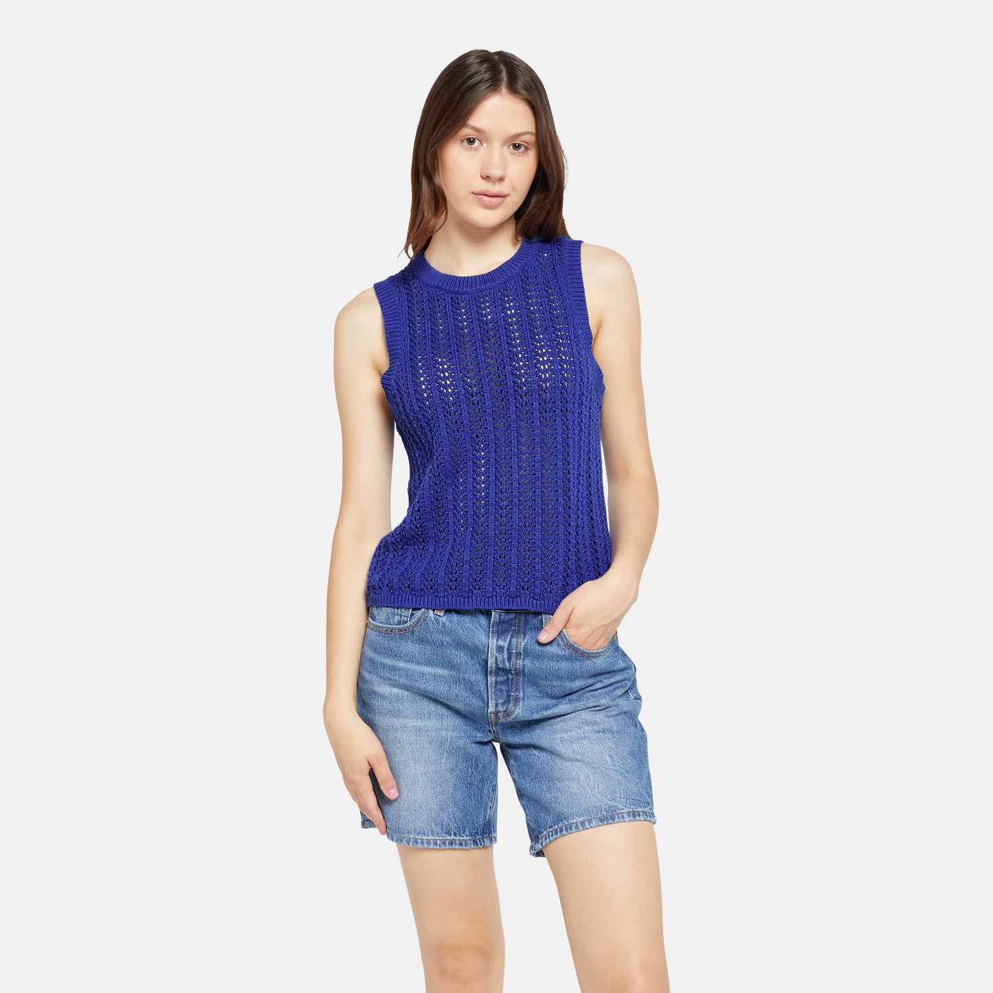 SUNRISE CROCHET TANK MAZARINE BLUE