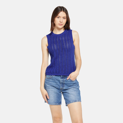 SUNRISE CROCHET TANK MAZARINE BLUE
