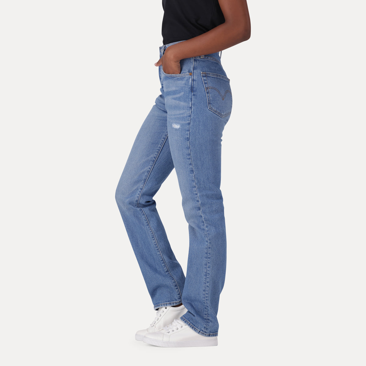 LEVI'S® WOMEN'S 501® ORIGINAL CROPPED JEANS - MED INDIGO - WORN IN