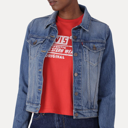 ORIGINAL TRUCKER JACKET - MED INDIGO - WORN IN