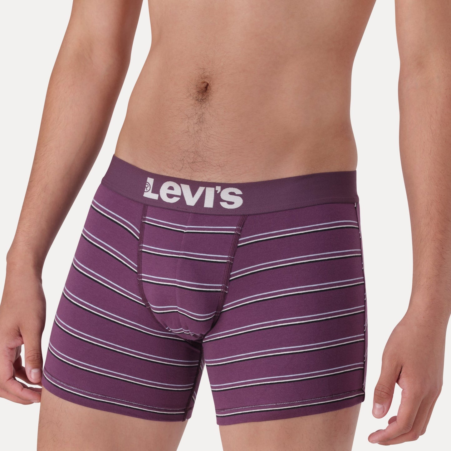 T-SHIRT STRIPE BOXER BRIEFS - BURGUNDY