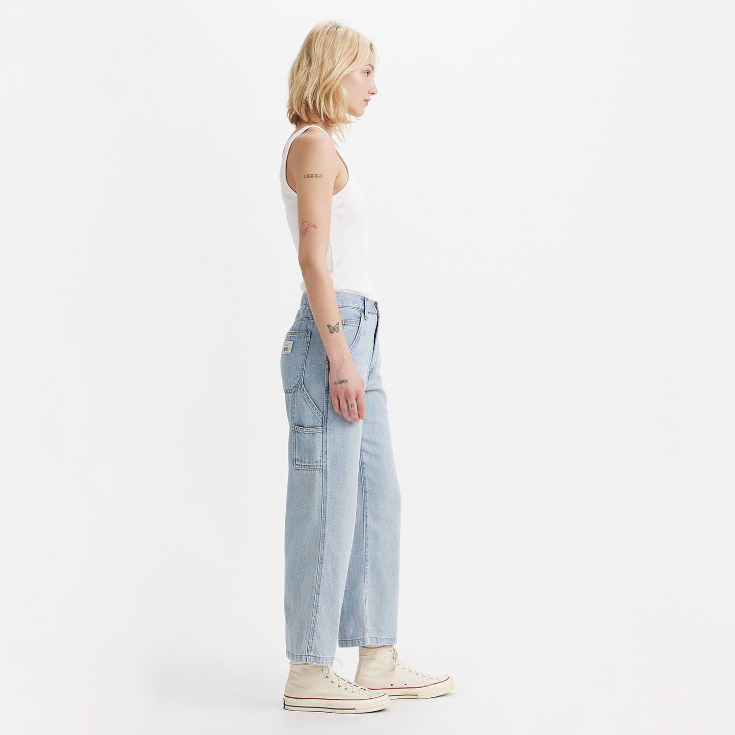 LEVI'S® WOMEN'S BAGGY CARPENTER JEANS - LIGHT INDIGO - FLAT FINISH