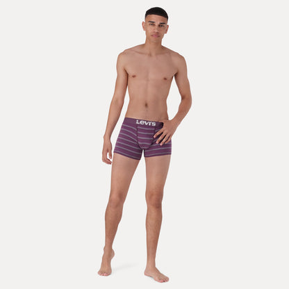 T-SHIRT STRIPE BOXER BRIEFS - BURGUNDY