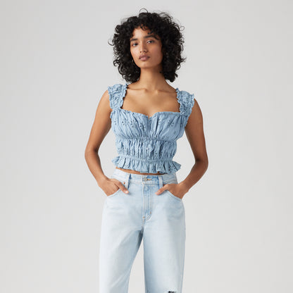 LEVI'S® WOMEN'S AMAYA BLOUSE - MED INDIGO - FLAT FINISH