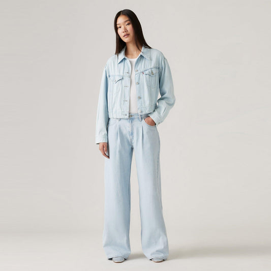 BAGGY DAD WIDE-LEG JEANS - LIGHT INDIGO - FLAT FINISH