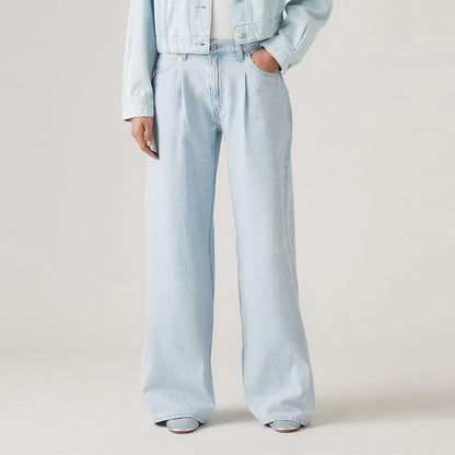 BAGGY DAD WIDE-LEG JEANS - LIGHT INDIGO - FLAT FINISH