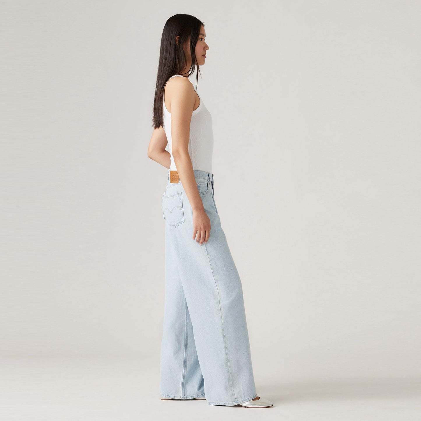 BAGGY DAD WIDE-LEG JEANS - LIGHT INDIGO - FLAT FINISH