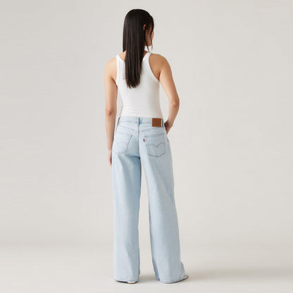 BAGGY DAD WIDE-LEG JEANS - LIGHT INDIGO - FLAT FINISH