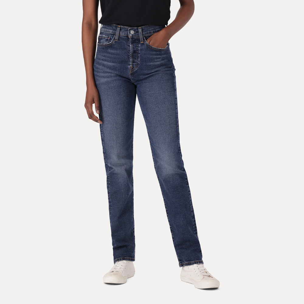 LEVI'S® WOMEN'S WEDGIE STRAIGHT JEANS - DARK INDIGO - WORN IN
