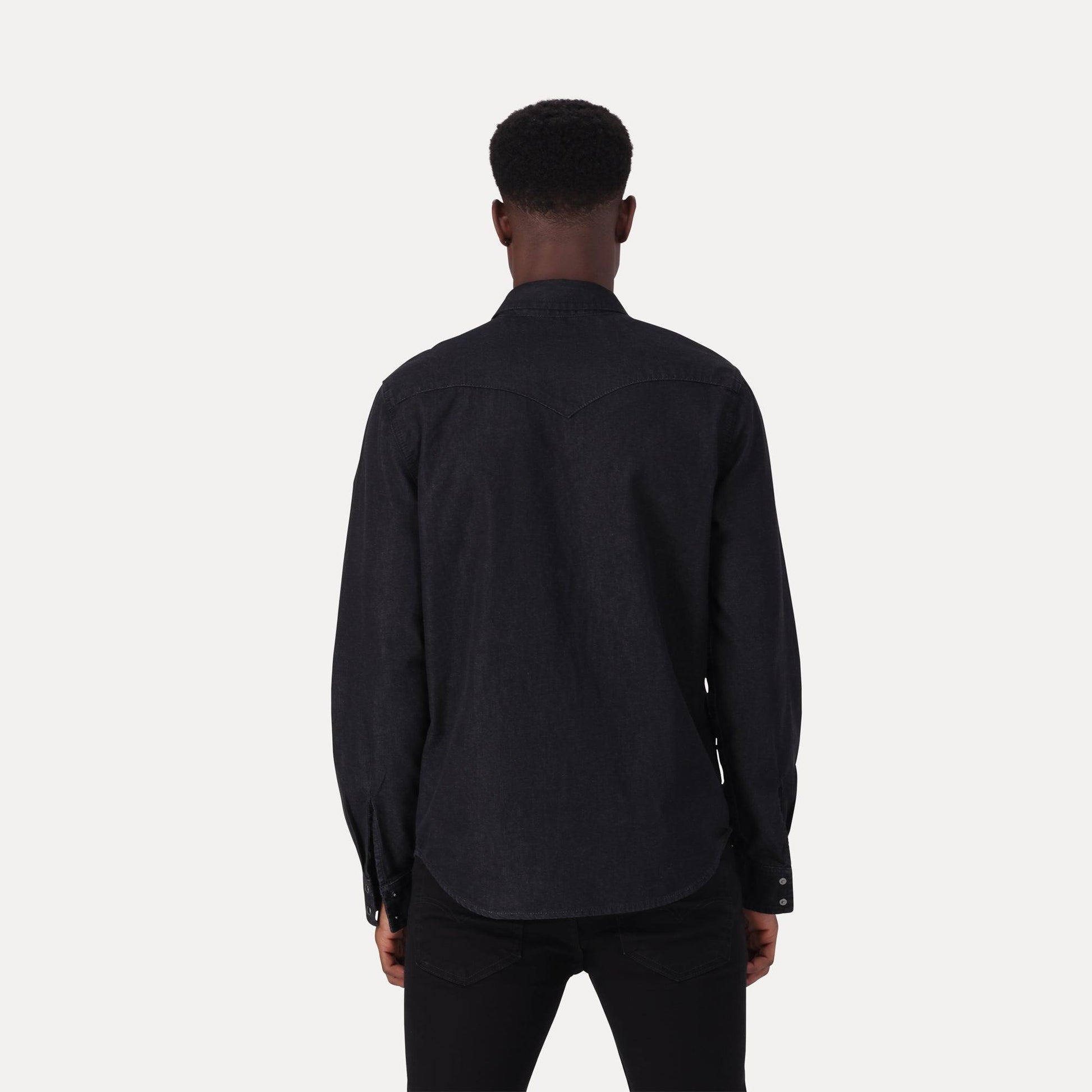 CLASSIC STANDARD FIT WESTERN SHIRT - BLACK