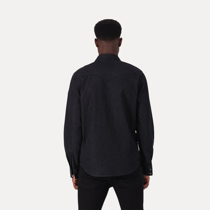 CLASSIC STANDARD FIT WESTERN SHIRT - BLACK