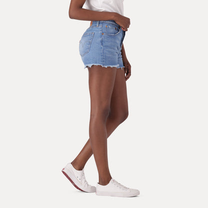 LEVI'S® WOMEN'S 501® ORIGINAL HIGH-RISE JEAN SHORTS - MED INDIGO - WORN IN