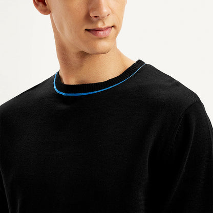 LEVI'S® MEN'S SOLID BLACK CREW NECK SWEATER - BLACK