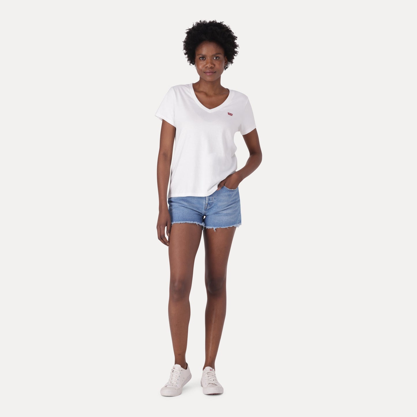 LEVI'S® WOMEN'S 501® ORIGINAL HIGH-RISE JEAN SHORTS - MED INDIGO - WORN IN