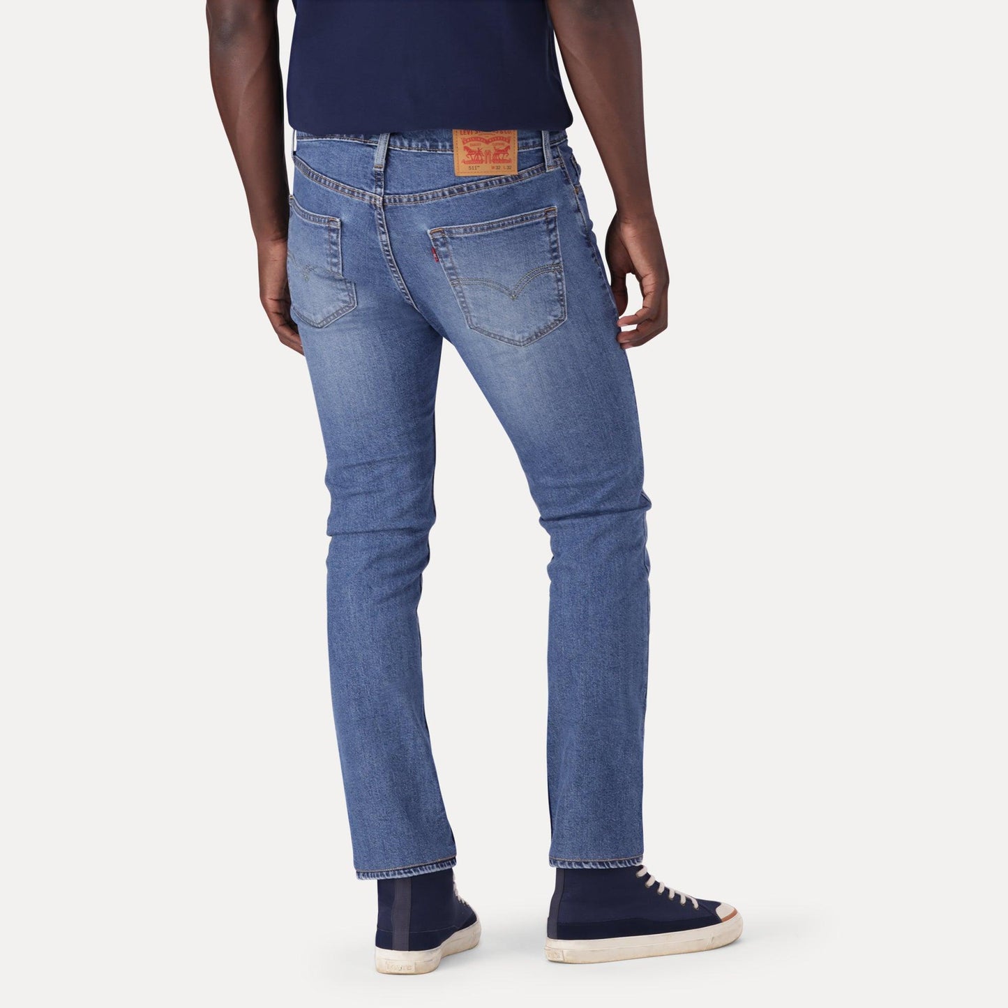 511™ SLIM FIT JEANS - MED INDIGO - WORN IN