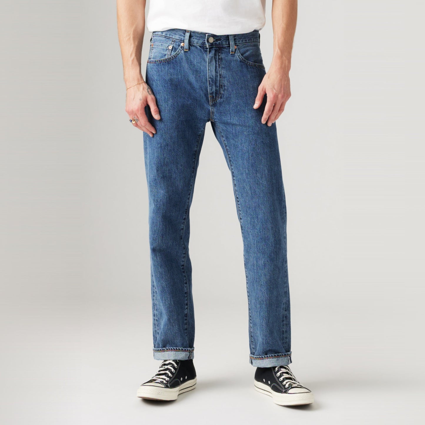 LEVI'S® MEN'S 505™ REGULAR JEANS - MED INDIGO - WORN IN