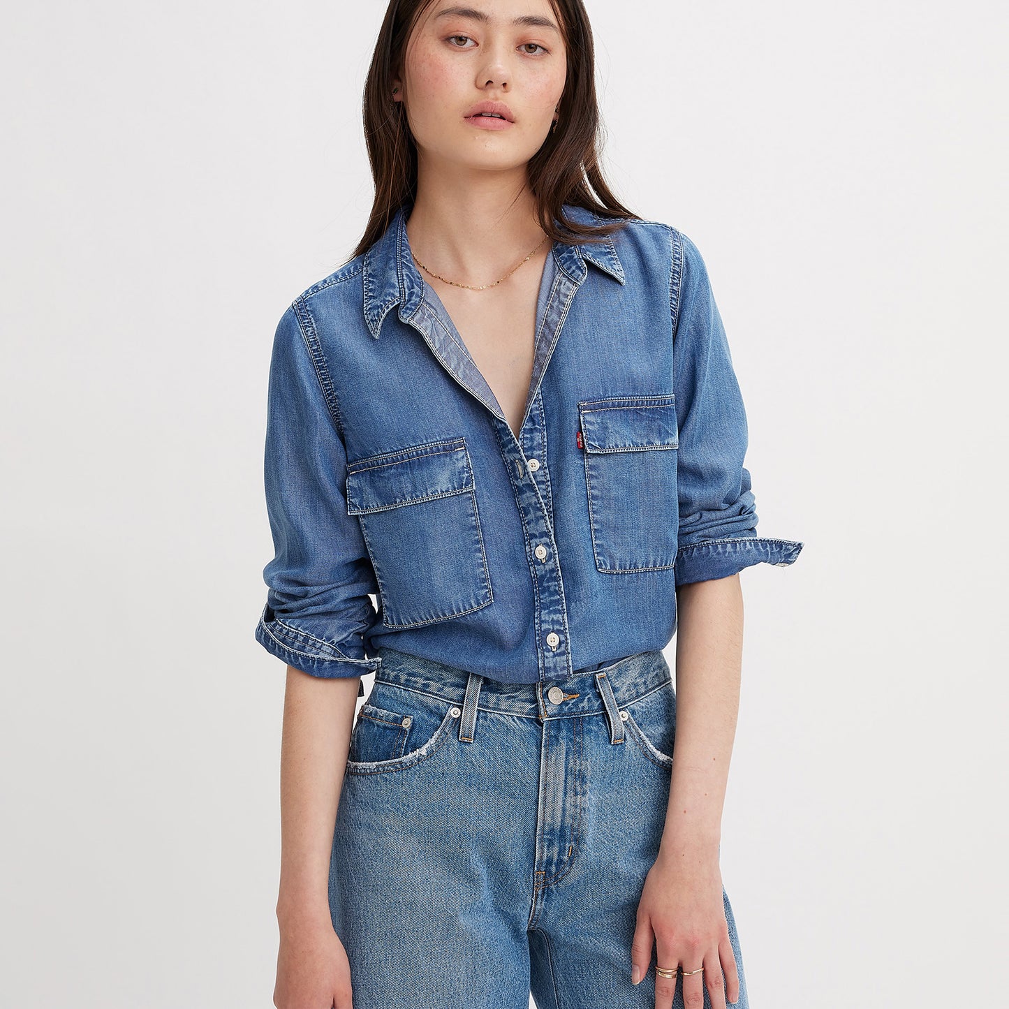 LEVI'S® WOMEN'S DOREEN UTILITY SHIRT - DARK INDIGO - WORN IN
