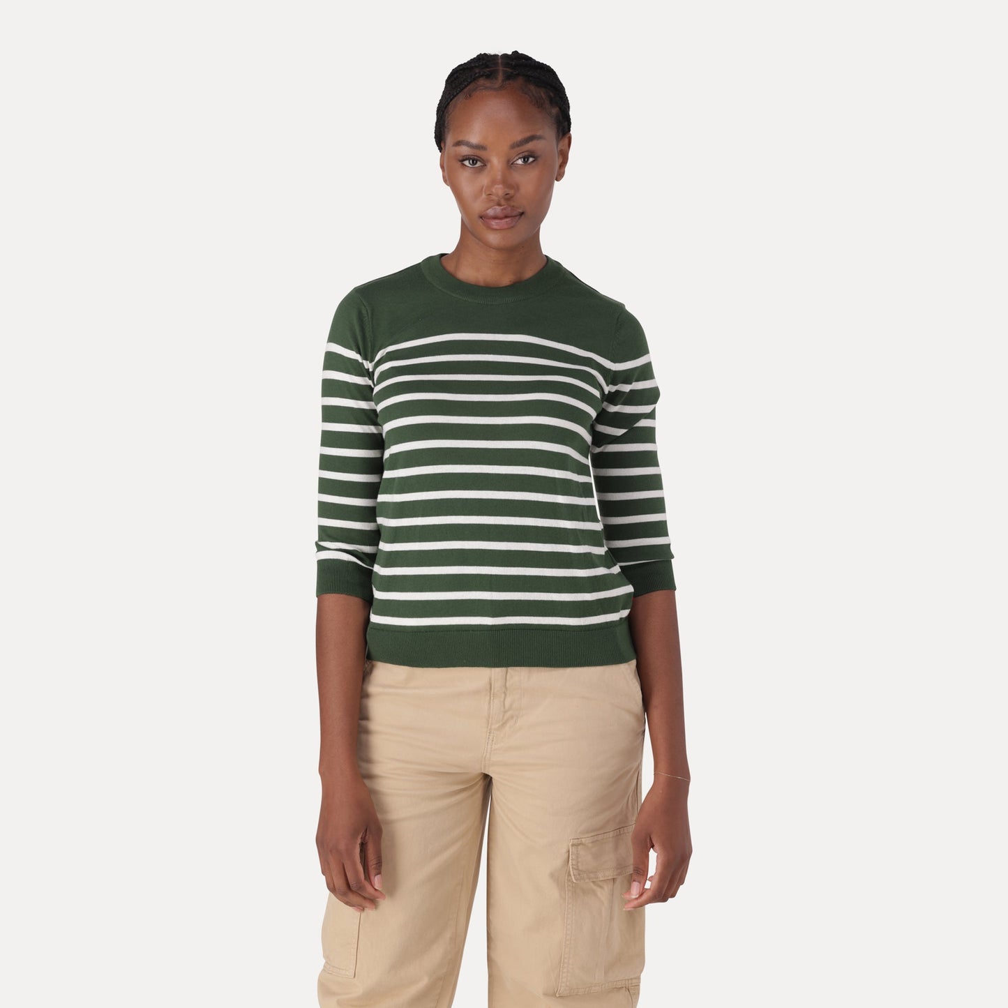 LEVI'S ® WOMEN'S MARTHA CREW NECK STRIPED PULLOVER - GREEN