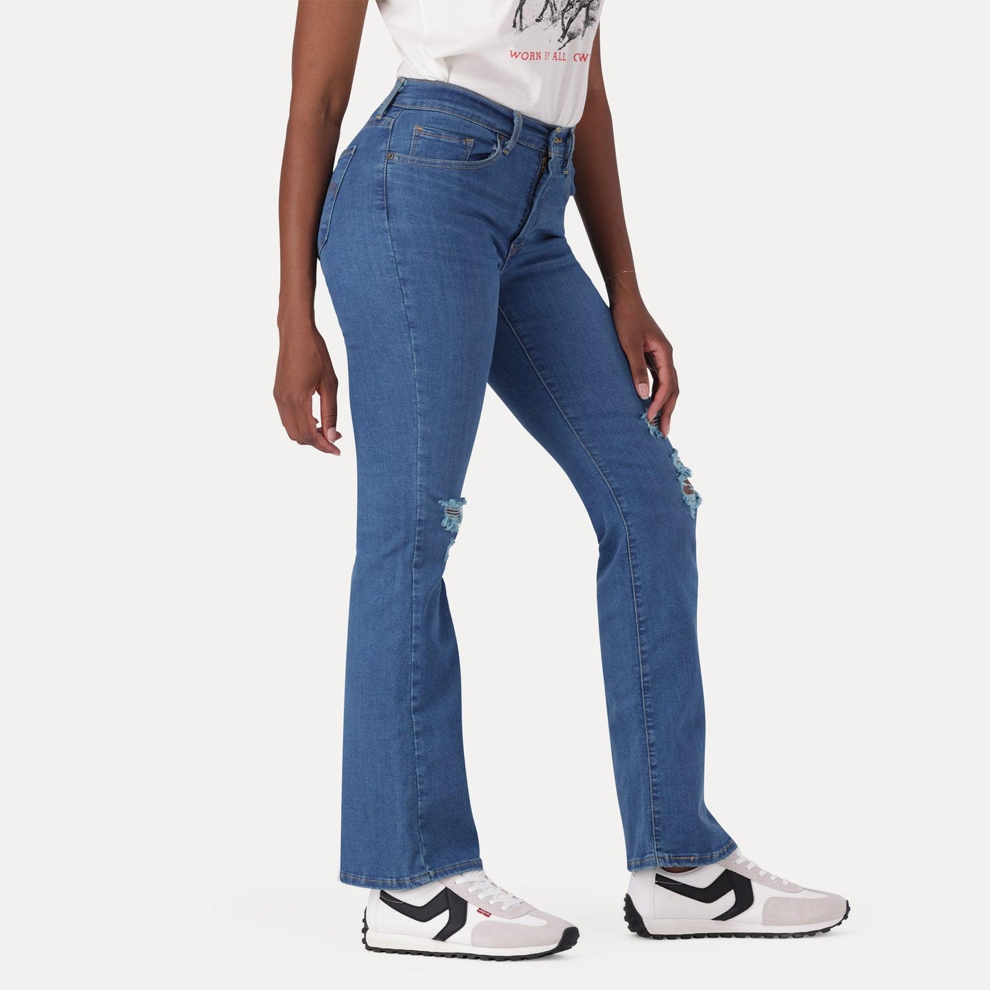 LEVI'S® CURVY FLARE JEANS - MED INDIGO - WORN IN