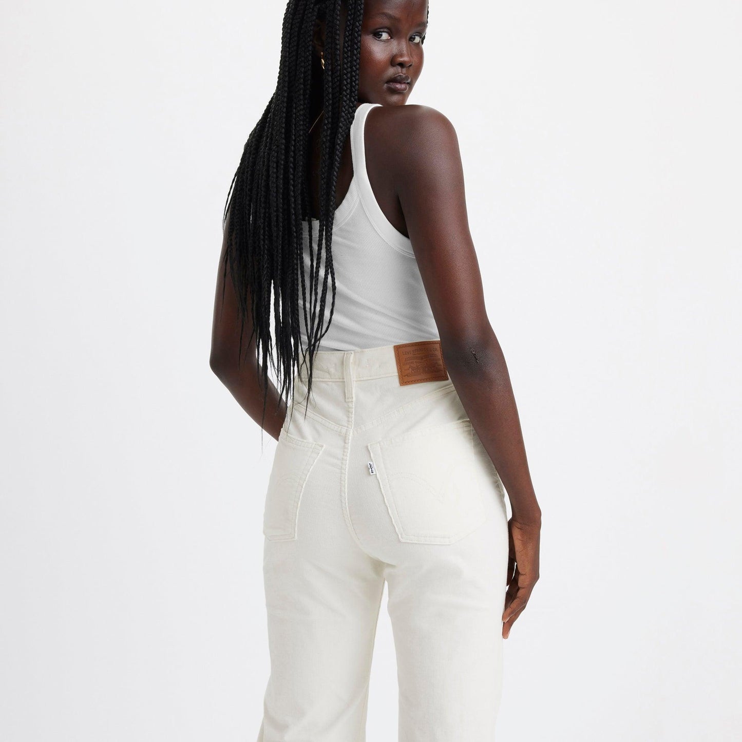 RIBCAGE BELL JEANS - WHITE