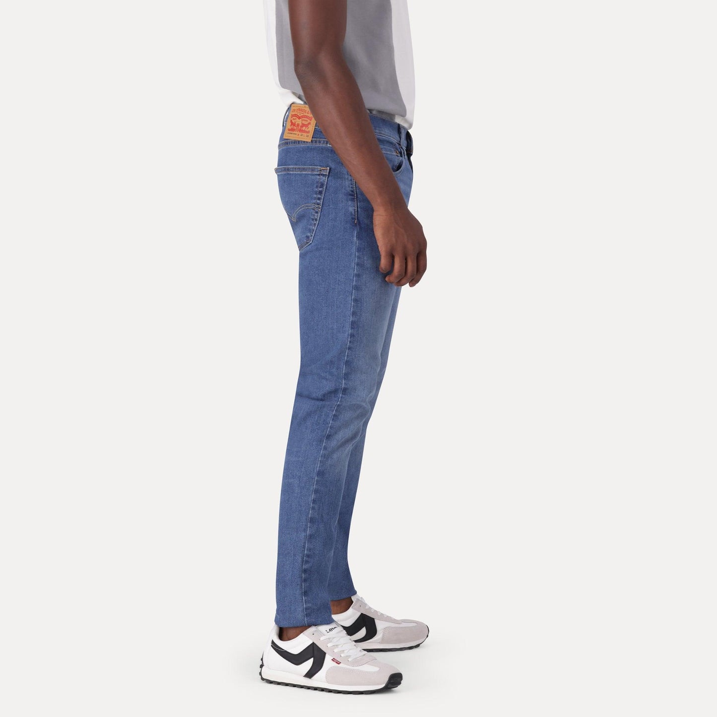 SKINNY TAPER FIT JEANS - MED INDIGO - FLAT FINISH