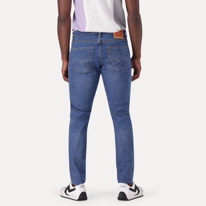 SKINNY TAPER FIT JEANS - MED INDIGO - FLAT FINISH